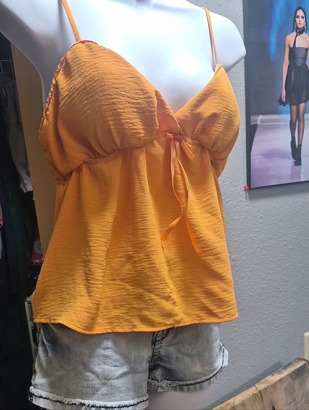 No Boundaries Yellow Tie-Front Sleeveless Camisole